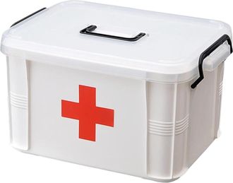 OEM Botiquines, Caja De Almacenamiento De Medicamentos, Caja De Almacenamiento Port&aacute;til De 2 Niveles Con Cierre Herm&eacute;tico Y Tapa Transparente, Organizador