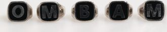 Dolce & Gabbana Mens Silver Tone Brass Lettering Set 5 Pieces Adjustable Ring Ename