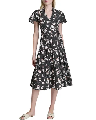 DKNY Dkny Faux Wrap Midi Dress