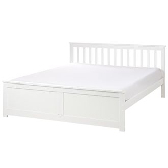 Beliani Cama Con Somier De Madera De Pino Mdf Minimalista 160 X 200 Cm Blanco Olendon