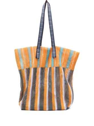 Epice striped mesh tote bag - Orange