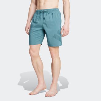 adidas Badeshorts ADIDAS PERFORMANCE BIG BARS, 8 ZOLL, Herren, Gr. S, N-Gr, preloved teal, aurora ivy, Obermaterial: 100% Polyester, Badehosen Badeshorts