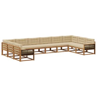 vidaXL Conjunto De Sof&aacute;s De Exterior 10 Uds. Natural Y Beige Vidaxl