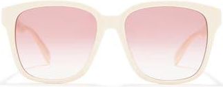 Alexander McQueen 56mm Square Sunglasses in White White Pink at Nordstrom Rack