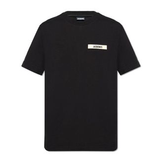 Jacquemus T-Shirts, male, Black, Size: M T-shirt with logo