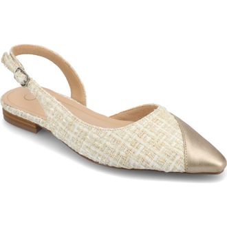 Journee Collection Daphnne Cap Toe Slingback Flat in Champagne at Nordstrom Rack, Size 6.5