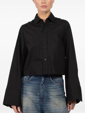 Maison Margiela Cropped blouse met klokmouwen - Zwart