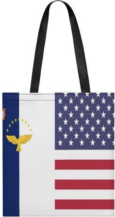 Generic Azore U.S. Flags Womens Tote Casual Shopping Bag Lightweight Shoulder Bags Hobos Handbag for Work Travel Daily 35x40cm