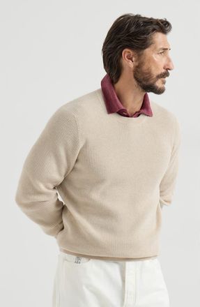 Brunello Cucinelli Cashmere English rib sweater in Sand at Nordstrom, Size 44 It