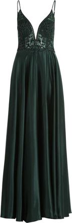 Vera Mont Kleedjes, Dames, Groen, XS, Satijn, Elegante Avondjurk met Plaatsing