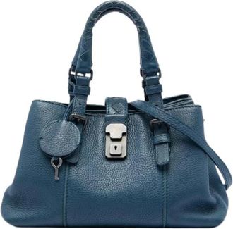 Bottega Veneta Pre-owned Small Roma Satchel - Dames - Vintage Handtas - Blauw - ONE Size - Leer - Vintage