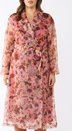 Estelle Atreides Floral Print Chiffon Trench Coat at Nordstrom, Size 20W