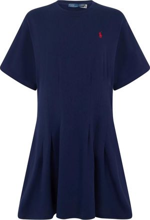 Polo Ralph Lauren Short Dresses, female, Blue, Size: XS Pleated Dress in Cotton
