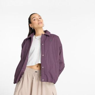 New Balance Donna Coaches Jacket in Marrone, Nylon Intrecciato, Taglia S