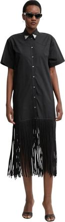 Pinko Avigliano Chemisier Jurk - Dames - Shirt Kleedjes - Zwart - M - Katoen - Kleedjes