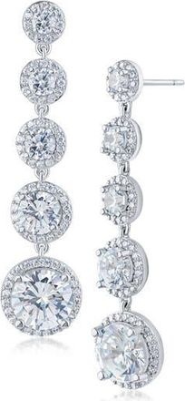 Kenneth Jay Lane Graduating Pav&eacute; Cubic Zirconia Drop Earrings in Clear Silver at Nordstrom Rack