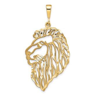 Diamond2Deal 10k Yellow Gold Solid Diamond-cut Lions Head Charm