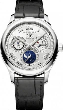 Chopard L.U.C Lunar One Sunray Satin-Brushed Silver Dial Automatic Mens Watch 161927-1001