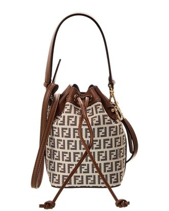 Fendi Fendi Mon Tresor Mini Ff Jacquard & Leather Bucket Bag