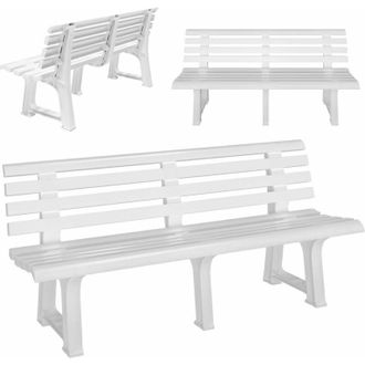 Deuba Panca da giardino Orchidea 145 cm plastica 3 posti panchina cassapanca bianco - Casaria