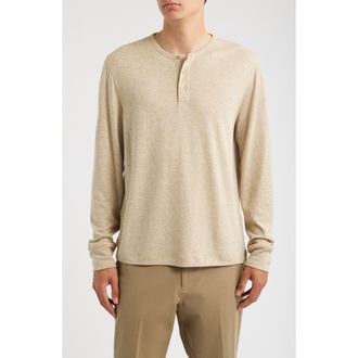 Vince Long Sleeve Pima Cotton & Modal Henley in Terrapin at Nordstrom, Size Xx-Large