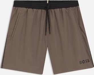 HUGO BOSS Mens Starfish Logo Print Swim Shorts - Brown - Size: 37/36/32