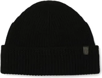 AllSaints Merino Wool Rib Beanie in Black at Nordstrom