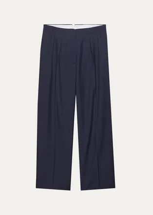 Prada Pleated Mohair-Wool Pants