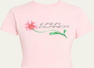 Casablanca Orchid Cropped Stretch Cotton Baby Tee