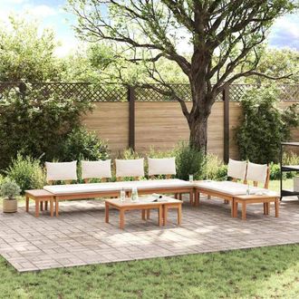 Berkfield Home Garden Bench Set 5 pcs Brown & Cream 2-seater Small