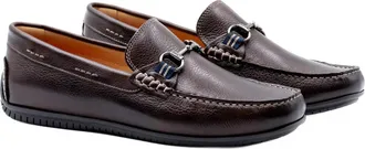 Martin Dingman Mens Bermuda Glove Leather Horse Bit Loafers In Walnut