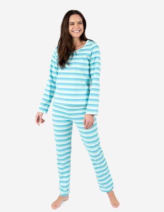 Leveret Womens Loose Fit Cotton Matching Family Pajamas, Fun & Character Themes in Orca Stripes at Nordstrom, Size X-Large