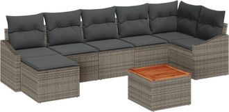 vidaXL Garden Sofa Set with Cushion 8 pcs Grey Poly rattan Vidaxl