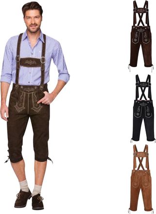 Generic Oktoberfest Outfit Mens Lederhosen Brown Suede Leather October Festival Costume Men Trousers Mens Lederhosen German Oktoberfest Shorts Bavarian Costum