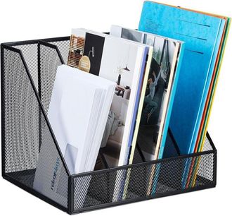 OEM Revistero A4, 4 Compartimentos, Moderno, Alto X Ancho X Profundidad: 26 X 31 X 26 Cm, Para Oficina Y Hogar, Revistero De Acero, Negro