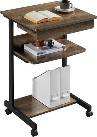 Yaheetech Yaheetech - Escritorio Ordenador Con Bandeja Extra&iacute;ble 79,5x56x51cm Mesa Gaming Con Ruedas Para Oficina Estudio Mueble Negro