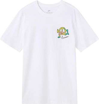 Nike Sportswear Back Alphabet Geometry Printing Sports Round Neck Short Sleeve White DQ1079-100