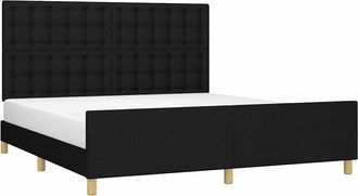 vidaXL Estructura De Cama Con Cabecero De Tela Negro 180x200 Cm Vidaxl