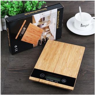 Trade Shop Trade Shop - Bilancia Da Cucina Digitale Di Precisione Pesa 1gr/5 Kg Tara Piatto Legno