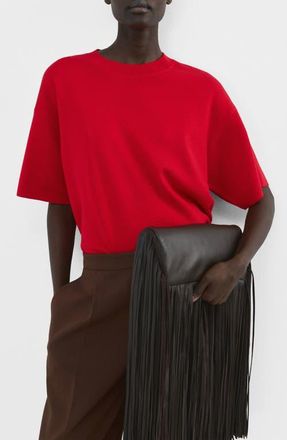 Mango Oversize Short Sleeve Sweater in Red at Nordstrom, Size X-Small