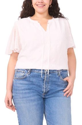 Vince Camuto Embroidered Flutter Sleeve Top in Ultra White at Nordstrom, Size 2 X