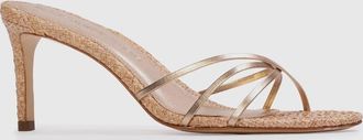 Black Suede Studio Womens Jaya 70 Mule In Raffia Gold