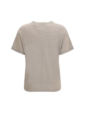 Brunello Cucinelli Womens Crewneck Short-Sleeve T-Shirt Lessiv&eacute; Linen; Polyamide T-Shirts And Polos