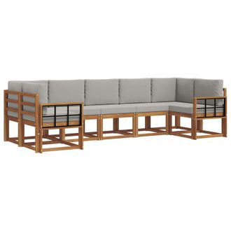 vidaXL Conjunto De Sof&aacute;s De Exterior 7 Pcs Gris Natural Y Claro Vidaxl
