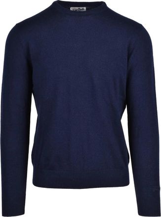 MC2 Saint Barth Deep Blue Extrafine Merino Wool-Cashmere Crewneck Sweater