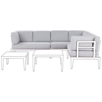Beliani Conjunto De Fundas De Coj&iacute;n De Exterior Para Asiento Y Respaldo De Sof&aacute; Gris Rima Iii