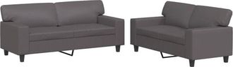 vidaXL Vidaxl - Juego De Sof&aacute;s 2 Piezas Cuero Sint&eacute;tico Gris