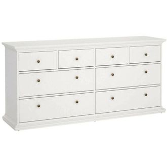 Dmora Cassettiera Asiagela, 8 Cassetti, Apertura Scorrevole, 48.5x183.4x86.88h cm Bianco
