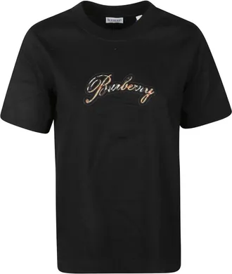 Burberry Logo Print T-shirt met ronde hals - Dames - T-shirts - Zwart - XS - Katoen - Tops