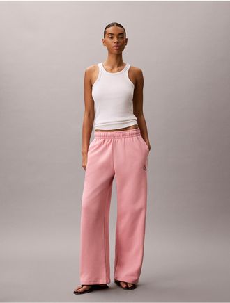 Calvin Klein Jeans Calvin Klein Womens Monologo Fleece Wide Leg Sweatpants - Pink - XL